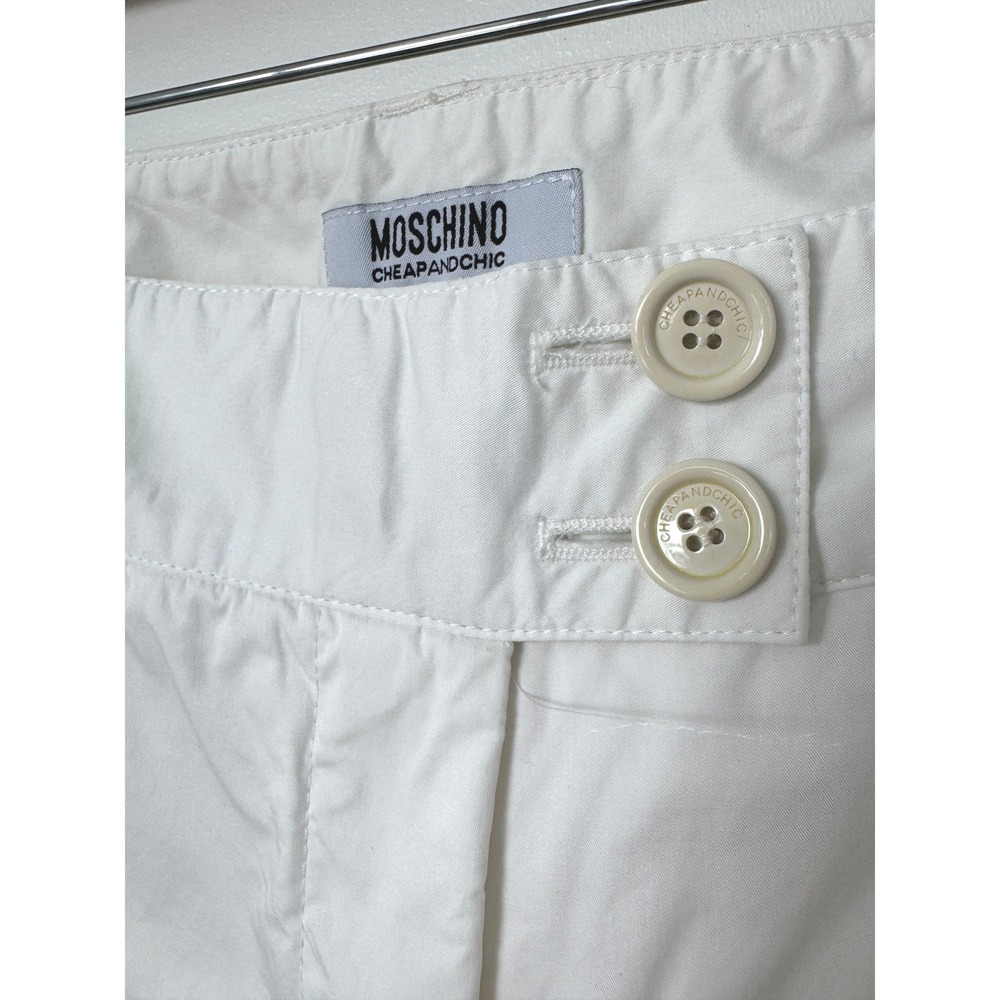 Moschino Cheap and Chic Pants White Cotton Flare Bootcut Made in Italy Size 10 - Picture 4 of 11